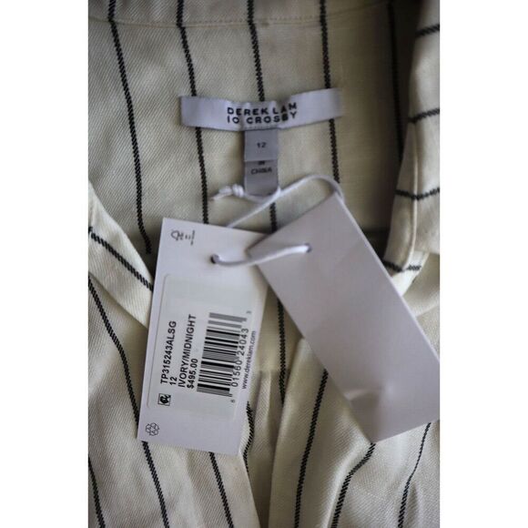 Derek Lam 10 Crosby Women Sz 12 Ivory Maya Pinstripe Twist-Front Maxi Dress - Picture 8 of 14